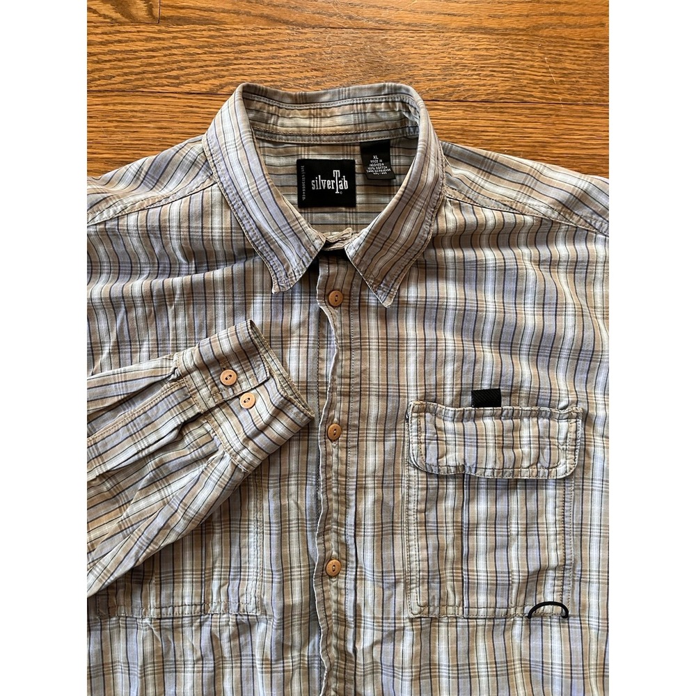 Vintage 90s Y2K LEVIS JEANS -‎ SilverTab Men's XL Plaid Button-Up Shirt